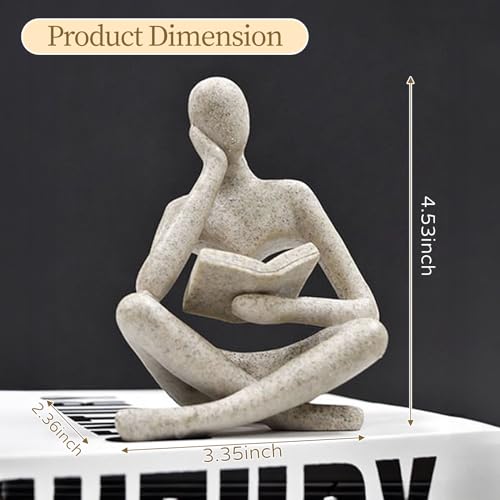 UTTCMK Bookshelf Decor Thinker Statue - Abstract Art Reading Thinker Sculpture Figurine Aesthetic, Modern Home Decoration for Living Room Office Shelves Coffee Table Desk Decor(White) - color: White