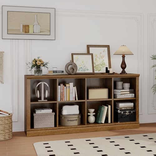 blini 8-Cube Storage Organizer, Vintage Oak Wood Bookshelf with Open Shelf, Modern Bookcase for Bedroom, Living Room, Office & Entryway - color: Vintage Oak, size: 8-Cube