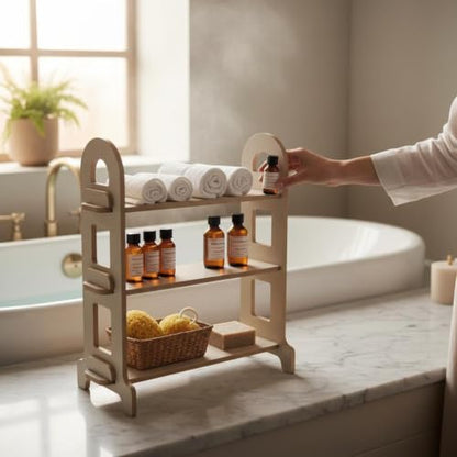 3 Tier Wooden Spice Rack | Solid Wood Kitchen Organizer | Countertop or Pantry | See Every Jar | No Assembly Required