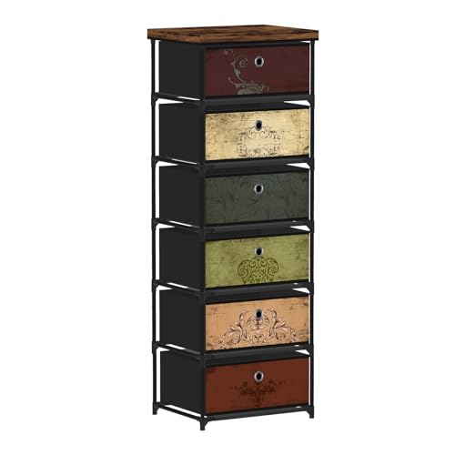 VASICAR 6 Drawers Storage Organizer Cabinet, Decorative Storage Chest, Small Dresser, Stand Nightstand for Bedroom, Living Room, Closet, Entryway, Hallway, Nursery, Dorm - size: 12.6"D x 16.5"W x 48.8"H (6 Drawers)