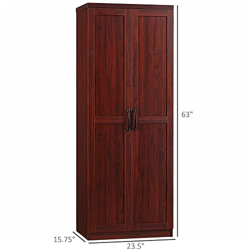 HOMCOM 63" 2-Door Kitchen Pantry 5-Tier Espresso | Freestanding Storage Cabinet, Shelving, 2 Adjustable Shelves, for Dining Room - color: Espresso