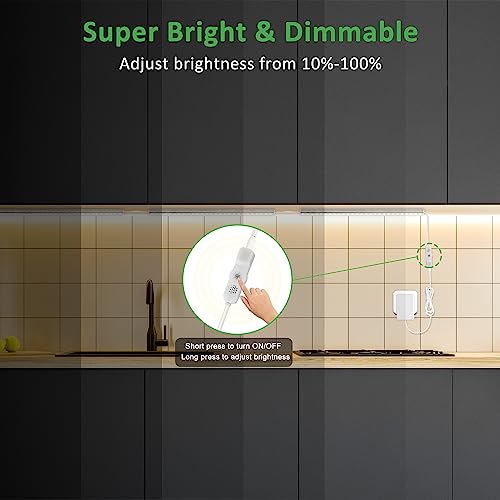 maylit Under Cabinet Lights Plug in, 3 Pcs 12 Inch Ultra Thin Under Cabinet Lighting, Super Bright Warm White Under Counter Lights for Kitchen, Dimmable Light for Cabinet, Counter, Workbench, Desk | Warm White Dimmable Lighting for Kitchen Cabinets, Count