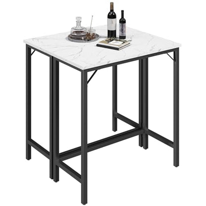 MAHANCRIS Narrow Bar Table, 63-Inch Pub Table for Dining Room, Counter Bar Tables with Sturdy Metal Frame, Connectable Bar Table, Multifunctional Console Table, Marble and Black BTHM1601 - color: Marble and Black