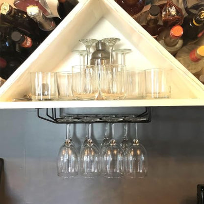 14-Inch Black Wine Glass Rack, Under Cabinet Wine Glass Holder Stainless Steel Stemware Rack - Hanging Stemware Holder for Cabinet Kitchen Bar, Set of 4 - color: Black, size: 14 Inch 4 Pack