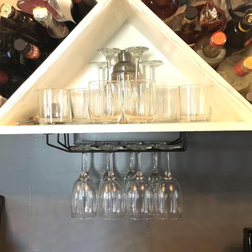 14-Inch Black Wine Glass Rack, Under Cabinet Wine Glass Holder, Stemware Rack, Hanging Stemware Holder, Set of 2 - color: Black, size: 14 Inch 2 Pack