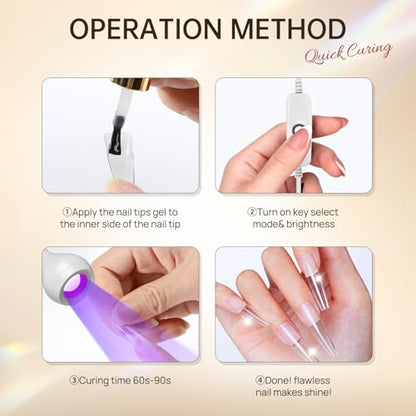 AORAEM LED Nail Lamps Flexible Gooseneck Lamp Gel Polish Curing Light White | Quicky Dry Nail Manicure Dryer Plug Play Portable Flash Cure Light for Gel Nails Home DIY Professionals - color: White