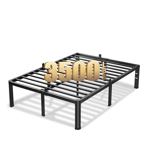 VIPSHOW 20 Inch Queen Bed Frame with Round Corners No Box Spring Needed | 3500lbs Heavy Duty, Under bed storage, 4 mattress stoppers, Headboard holes, Noise-free, Easy assembly & rubber covers - size: Queen, style: 20 Inch