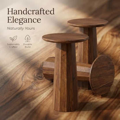 Relso Enteka Solid Mango Wood End Table – 24" Tall Accent Side Table with Walnut Finish | Handcrafted Coffee Table, No Assembly Required | Perfect for Modern Living Rooms, Farmhouses, Small Spaces - color: Enteka Walnut