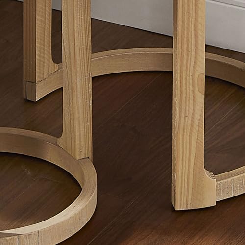 24" Round Nesting Coffee Table Set of 2, Solid Wood Coffee Tables Mid Century Rustic Farmhouse Side End Tea Table for Living Room, Apartment (Oak) - color: 24" Oak
