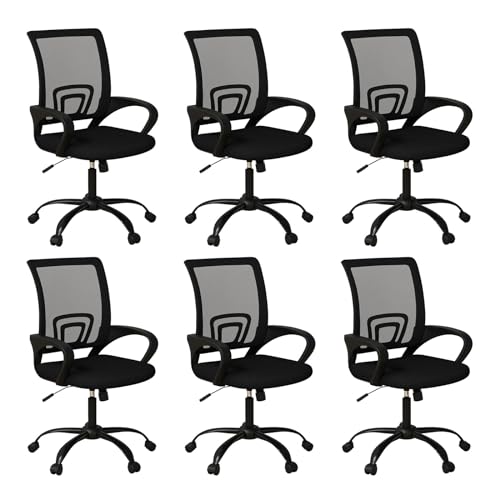 Bonzy Home Ergonomic Office Chairs Set of 6, Rolling Conference Chair with Wheels, Mesh Computer Desk Chair with 360°Swivel, Height Adjustable, 6 Pack - size: 6 Pack