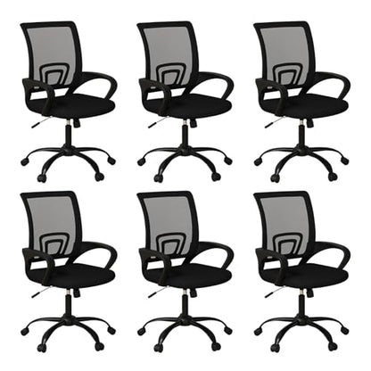 Bonzy Home Ergonomic Office Chairs Set of 6, Rolling Conference Chair with Wheels, Mesh Computer Desk Chair with 360°Swivel, Height Adjustable, 6 Pack - size: 6 Pack
