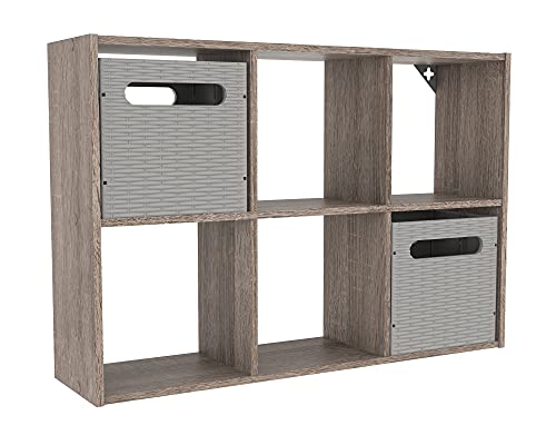 ClosetMaid Mini 6-Cube Desktop or Wall Mount Organizer, Weathered Teak - color: Weathered Teak
