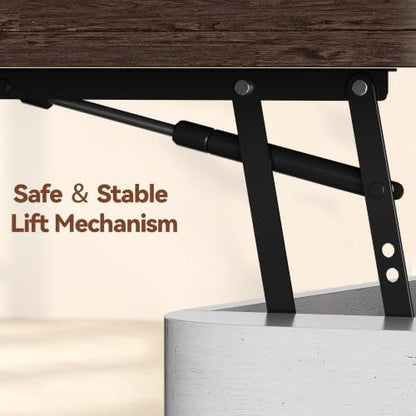 37.5" Lift Top Coffee Table with Storage, Farmhouse Coffee Table with Hidden Compartment & Open Shelf, Lifting Tabletop, for Living Room, Home Office - color: White-brown