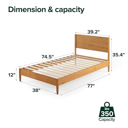 Zinus Allen Mid Century Wood Platform Bed Frame, Twin - color: Natural, size: Twin
