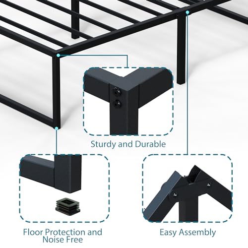 EMODA 16 Inch Narrow Twin Bed Frame 30x75, Heavy Duty Metal Platform | No Box Spring Needed, Easy Assembly, Noise Free, Black - color: Black, size: Narrow Twin, style: 16 inch