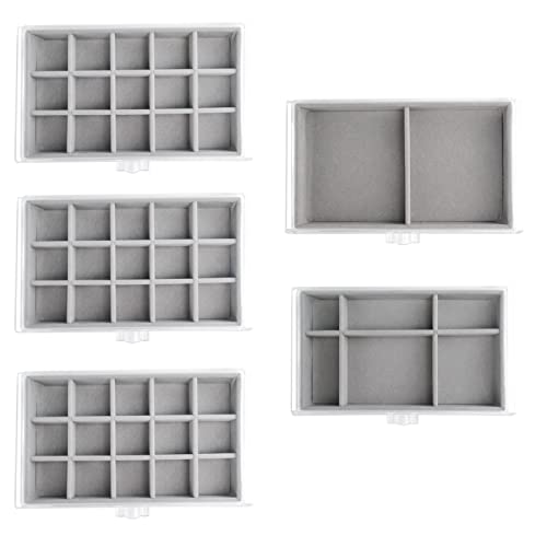 Acrylic Jewelry Box with 5 Drawers, Clear Earring Storage Organizer Display Case for Women Girls, Gray