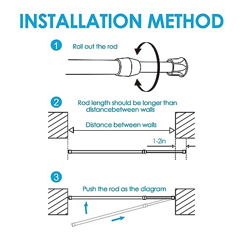 MEXAU White Tension Curtain Rod 16 - 28 inch Spring Tension Rod Curtain Rod Adjustable Spring Rod Extendable Tension Rod for Kitchen, Bathroom, Window, Closet. | Adjustable Curtain Rods No Dilling Extendable Spring Tension Rod Short Curtain Rod for Window