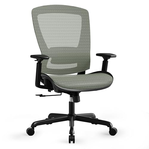 Mesh Office Chair,Ergonomic Computer Desk Chair,Sturdy Task Chair- Adjustable Lumbar Support & Armrests,Tilt Function,Comfort Wide Seat,Swivel Home Office Chair (Dusty Sage) - color: Dusty Sage
