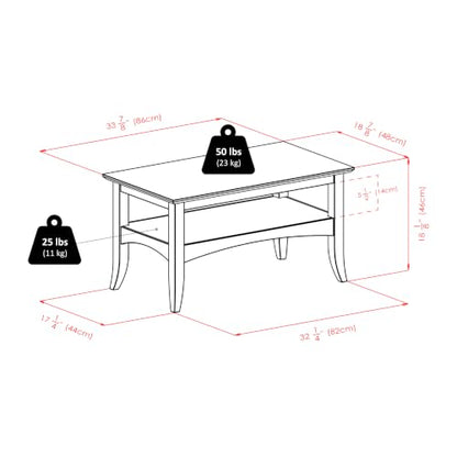 Winsome 23133 Camden Coffee Table, 18.9x33.86x18.11 | Small Table with Storage, Practical and Elegant Living Room Decor, Stylish Furniture Essentials for New Homes, Apartments