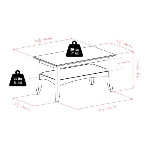 Winsome 23133 Camden Coffee Table, 18.9x33.86x18.11 | Small Table with Storage, Practical and Elegant Living Room Decor, Stylish Furniture Essentials for New Homes, Apartments