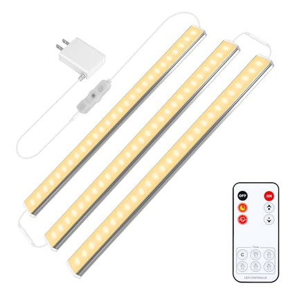maylit Under Cabinet Lights Plug in, 3 Pcs 12 Inch Ultra Thin Under Cabinet Lighting, Super Bright Warm White Under Counter Lights for Kitchen, Dimmable Light for Cabinet, Counter, Workbench, Desk | Warm White Dimmable Lighting for Kitchen Cabinets, Count