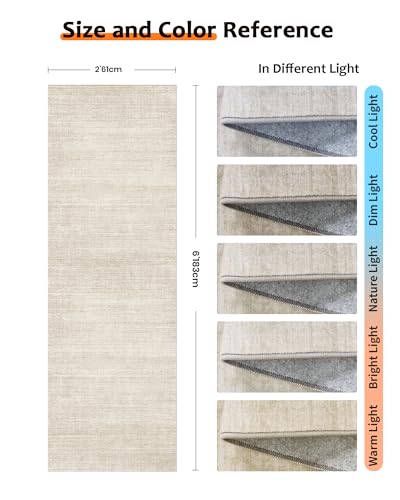 Art&Tuft 2x6 Runner Rug Non Slip, Washable Rug Runners for Hallways,Beige | Low Pile, Sripe Soft & Lighweight, Folable, Stain Resistant 6ft Carpet Runners for Entryway,Kitchen,Living Room,Bedroom - color: Stripe-beige, size: 2' X 6'