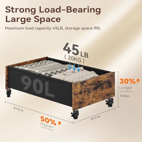 FOUCSSOMEI Under Bed Storage with Wheels, Under Bed Storage Drawers on Wheels, Metal Frame Under Bed Shoe Storage, Space-Saving for Bedroom Closet Organization - size: Bigger Size