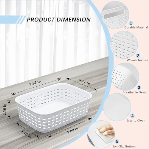 Soddeph Plastic Storage Baskets for Cabinets, Household Pantry Organization with Handle,Organizer Bins for Room,Bathrooms,Under-Sink,Kitchen (White, XS-3PACK) - color: White, size: XS-3PACK