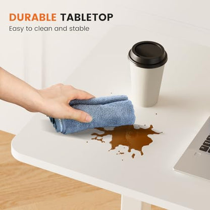 Sweetcrispy Overbed Table, Bedside Table, Mobile Standing Desk | Adjustable Wheels, Rolling Laptop Cart, Hospital Home Use, Space Saving Frame, Dorm, Apartment, Milky - color: Milky