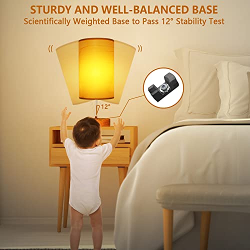 HiBay 2-Set Touch Dimmable Table Lamps with Charging Station, Wood-Grain | Touch control, 3-way dimming, USB-A USB-C & AC outlet, farmhouse wood-grain adds cozy warmth, set of 2 for two nightstands. - color: Wood Grain, size: Set of 2