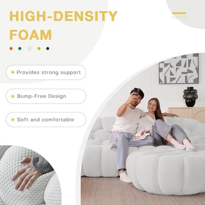 Modular Sectional Sofa,Bubble Couch Set,1 Seater+ Ottoman,Modern Upholstered Bean Bag Sofa Couch Mesh Fabric Lazy Floor Chair Living Roon Sets (Gray) - color: Light Grey, size: 48"+42"