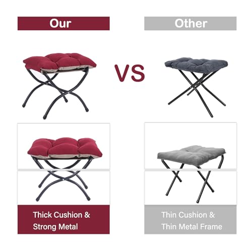 Lazy Chair with Ottoman, Comfy Accent Reading Chair, Burgundy | Foldable Footrest,Removable Cover,with Armrests and Side Pockets,Upholstered Lounge Chair for Bedroom,Dorm,Office,Small Space - color: Burgundy