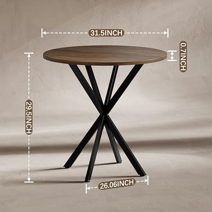 Unovivy 31.5" Small Round Dining Table for 2-4 Natural Oak Dinner Table | Space Saving Circle Small Kitchen Table, Industrial Mid Century Modern Dining Room Desk for Kitchen, Apartment - color: Natural Oak, style: Round
