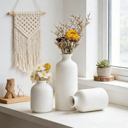 Ceramic Vase Set of 3,Modern Nordic,Minimalist Decorative Vase for Living Room Table Centerpiece Coffee Dining Wedding Bookshelf Home Decoration