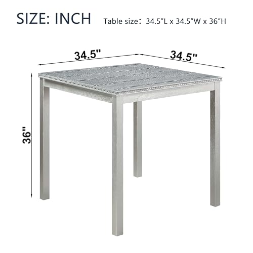 Knocbel Classic Counter Height 2-Person Dining Table for Small Space, Wooden Apartment Condo Pub Bistro Kitchen Dining Furniture (Silver Grey Square 36" H) - color: Silver Grey Square 36"h