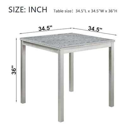 Knocbel Classic Counter Height 2-Person Dining Table for Small Space, Wooden Apartment Condo Pub Bistro Kitchen Dining Furniture (Silver Grey Square 36" H) - color: Silver Grey Square 36"h