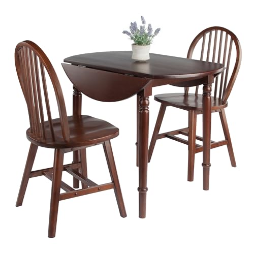 Winsome Sorella 3-pc Set Round Drop Leaf Table, Walnut - color: Walnut, size: Table + 2 Chairs