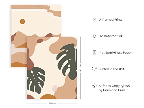 HAUS AND HUES Boho Prints Neutral Wall Art - Set of 6 Boho Art Prints Mid Century Modern Wall Art | Bohemian Artwork for Wall Aesthetic Decor UNFRAMED (11x14) - color: Warm Boho, size: 11"L x 14"W