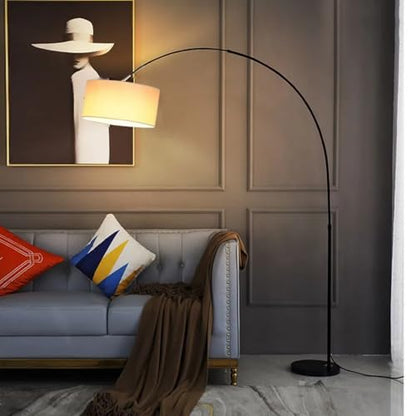 Modern Floor Lamp, E26 - Simple Black Floor Lamp with Linen Shade/Style Metal Body, with Foot Switch, Adjustable Direction, Suitable for Living Room, Bedroom, Office, Kitchen,(No Bulb)