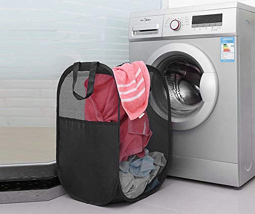 2 pop-up Laundry Hampers，Foldable mesh Laundry Baskets (Each with 2 Reinforced Handles), Blue …… - color: Blue(2 pcs)