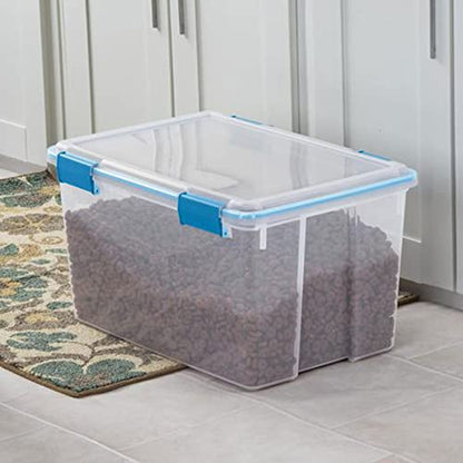 Sterilite 54 Qt Gasket Box, Stackable Storage Bin with Latching Lid and Tight Seal, Plastic Container to Organize Basement, Clear Base and Lid, 1-Pack - size: 54 Quart, style: 1 Pack