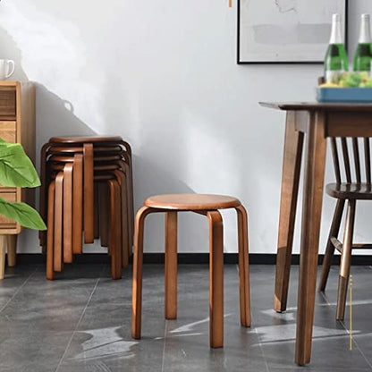 Stackable Dining Chairs, Set of 6 Solid Wood Dining Stools, Low Stools for Living Room Dining Side Chairs, Stacked on Top - color: B