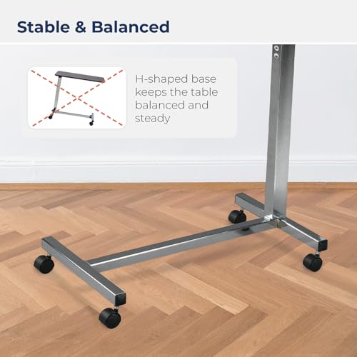 Drive Medical 13003 Non Tilt Top Overbed Table with Wheels, Chrome | Overbed Table with Wheels Features Non Tilt Chrome Top for Home and Hospital Use and Easy Daily Cleaning - color: Chrome