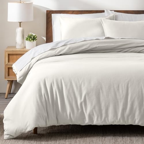 Bare Home Flannel Duvet Cover Set (Twin/Twin XL, Cream) | 100% Cotton, Velvety Soft, Heavyweight, Premium Flannel, Double Brushed, Includes Sham Pillow Cover - color: 06 - Cream (No Comforter), size: Twin/Twin XL