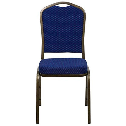 Flash Furniture Hercules Crown Back Stackable Banquet Chair, Navy Blue | Gold Vein Frame, Fabric Upholstery - color: Navy Blue Patterned Fabric/Gold Vein Frame, size: Set of 1