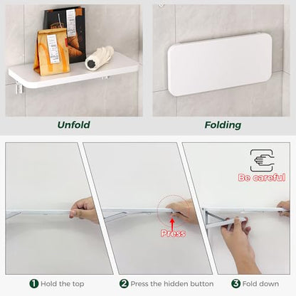 Wall Mounted Folding Table, Folding Desk, The Preferred Choice for Garages and Sheds/Home Offices/Laundries/Home Bars/Kitchens (White, 47.22" D x 19.68" W) - color: White, size: 47.22"D x 19.68"W