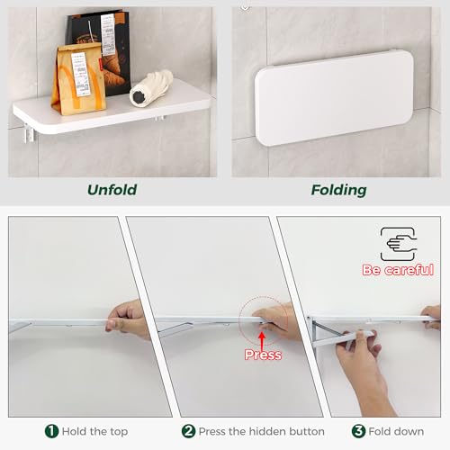 Wall Mounted Folding Table, Folding Desk, The Preferred Choice for Garages and Sheds/Home Offices/Laundries/Home Bars/Kitchens (White, 47.22" D x 19.68" W) - color: White, size: 47.22"D x 19.68"W