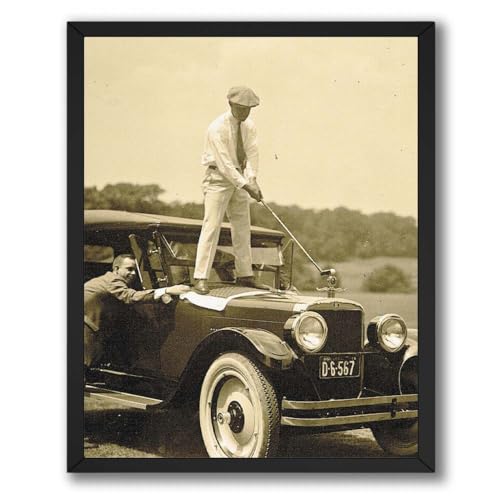 ALPINE INK CO. Vintage Golfer Poster - Classic Antique Automobile Scene Wall Poster - Retro Sports Illustration with Timeless Humor Style - 8x10 Unframed Print - color: Style-13, size: 8"L x 10"W