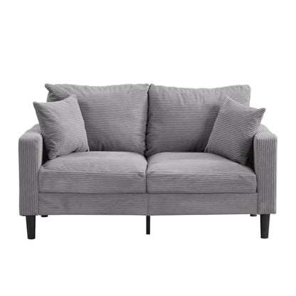 57 " Loveseat Sofa Couch, Upholstered 2 Love Seat Sofas with 2 Pillows Soft Cushions & Sturdy Frame, Space Saving Modern Small Sofa, Living Room Bedroom Apartment Small Space (Light Gray, 2 Seat) - color: Light Gray, size: 2 Seat