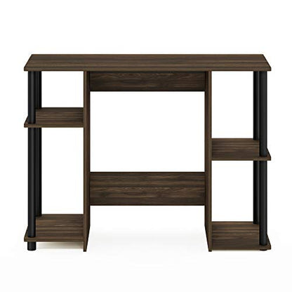 Furinno Jaya Computer Study Desk, Columbia Walnut/Black | Side Shelves, Computer Study Desk, Office Desk, for Home Office, Bedroom, Dorm - color: Columbia Walnut/Black